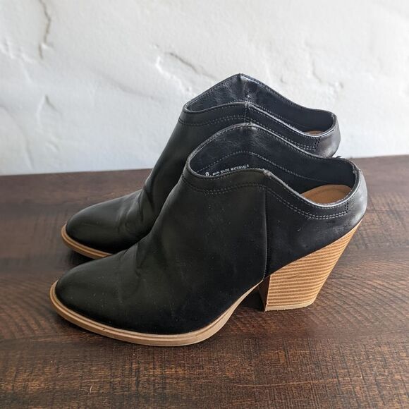 DV Dolce Vita Black Slip-on Open Heeled Ankle Booties - Picture 3 of 8